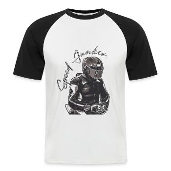 Speed Junkie - Männer Baseball-T-Shirt - Weiß/Schwarz - Vorne - Nik (191cm)