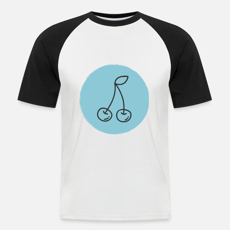 Kirsche - Männer Baseball-T-Shirt - Weiß/Schwarz