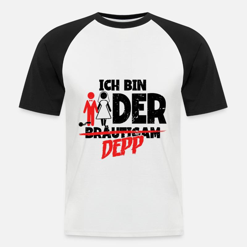 Ich bin der Depp Bräutigam - Männer Baseball-T-Shirt - Weiß/Schwarz
