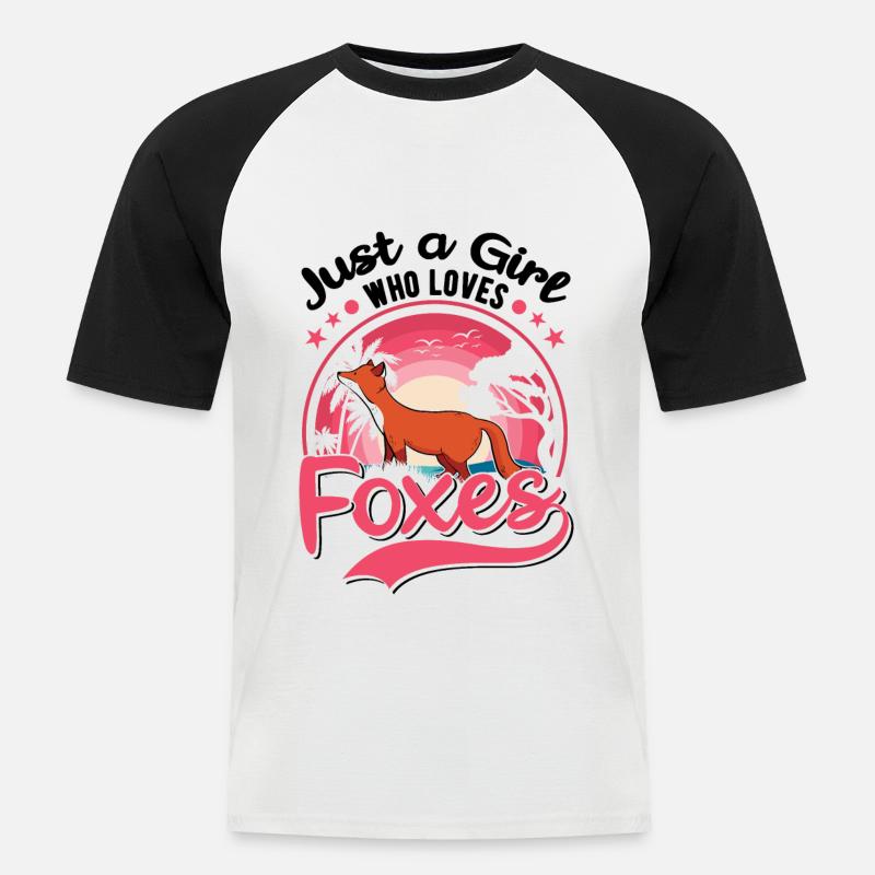 Fuchs Mädchen Geschenk - Männer Baseball-T-Shirt - Weiß/Schwarz