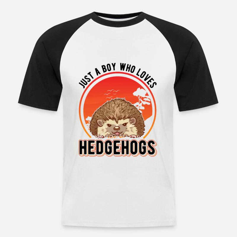Igel Junge Stacheligel - Männer Baseball-T-Shirt - Weiß/Schwarz