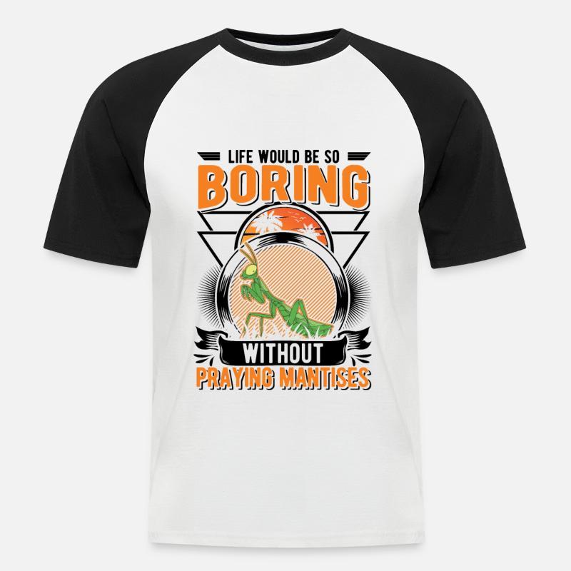 Gottesanbeterin Geschenk Mantis Fangschrecke - Männer Baseball-T-Shirt - Weiß/Schwarz
