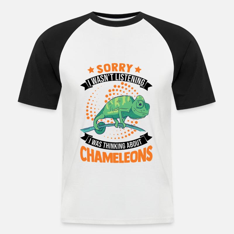 Chamäleon Geschenkidee Chameleon - Männer Baseball-T-Shirt - Weiß/Schwarz