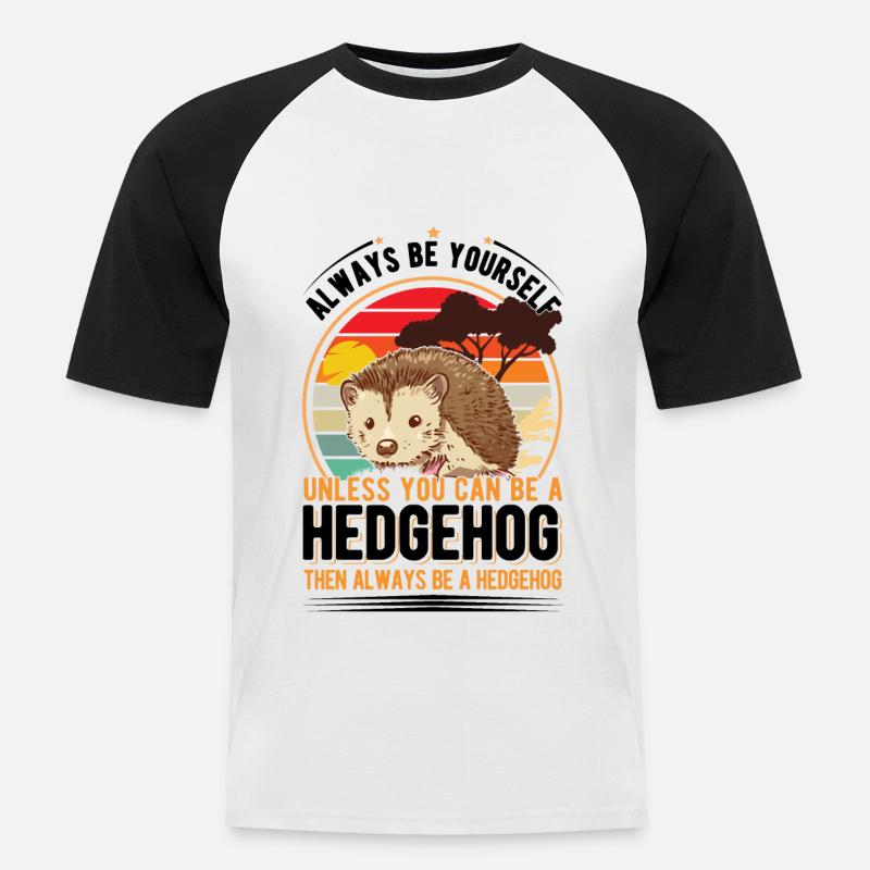Igel Geschenk Hedgehog - Männer Baseball-T-Shirt - Weiß/Schwarz