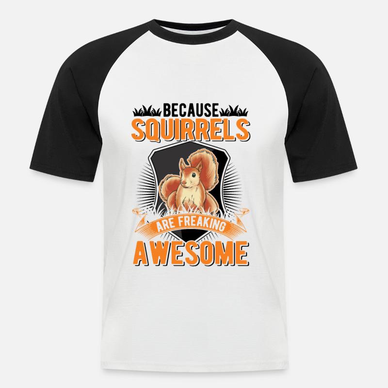Eichhörnchen Geschenk Squirrel Grauhörnchen - Männer Baseball-T-Shirt - Weiß/Schwarz