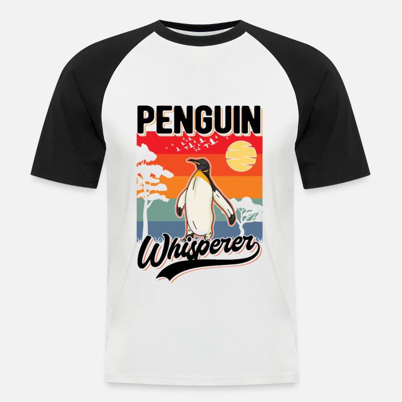 Pinguin Flüsterer Penguin Whisperer - Männer Baseball-T-Shirt - Weiß/Schwarz