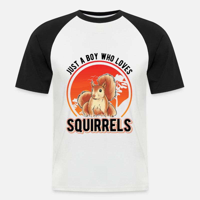 Eichhörnchen Junge Squirrel Grauhörnchen - Männer Baseball-T-Shirt - Weiß/Schwarz