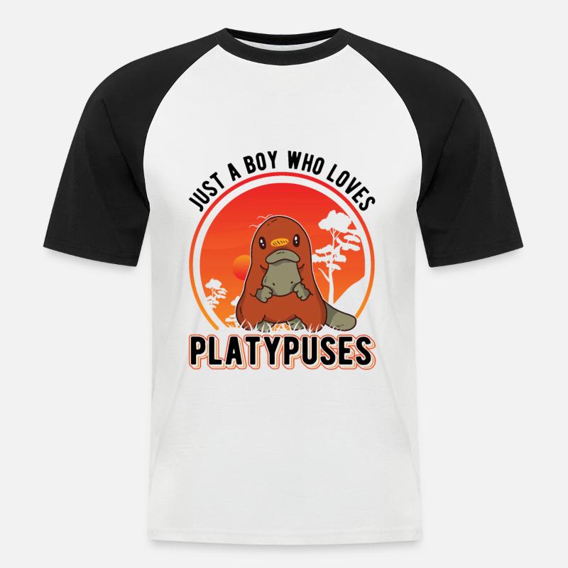 Schnabeltier Junge Platypus - Männer Baseball-T-Shirt - Weiß/Schwarz