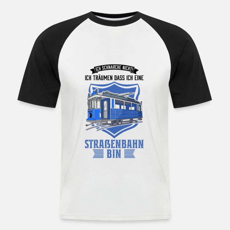 Straßenbahn Geschenk Straßenbahnfahrer Tram S-Bahn - Männer Baseball-T-Shirt - Weiß/Schwarz