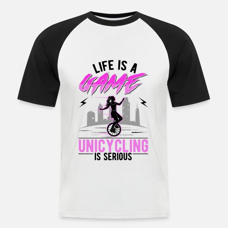 Einradfahrerin Geschenk Einrad Mädchen - Männer Baseball-T-Shirt - Weiß/Schwarz