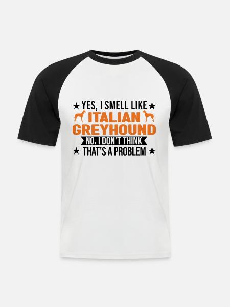 Italienischer Windhund Geruch - Männer Baseball-T-Shirt - Weiß/Schwarz