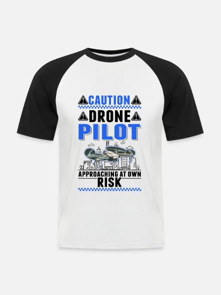 Attention Revised Drone Pilot Drones - Men's Baseball T-Shirt - white/black