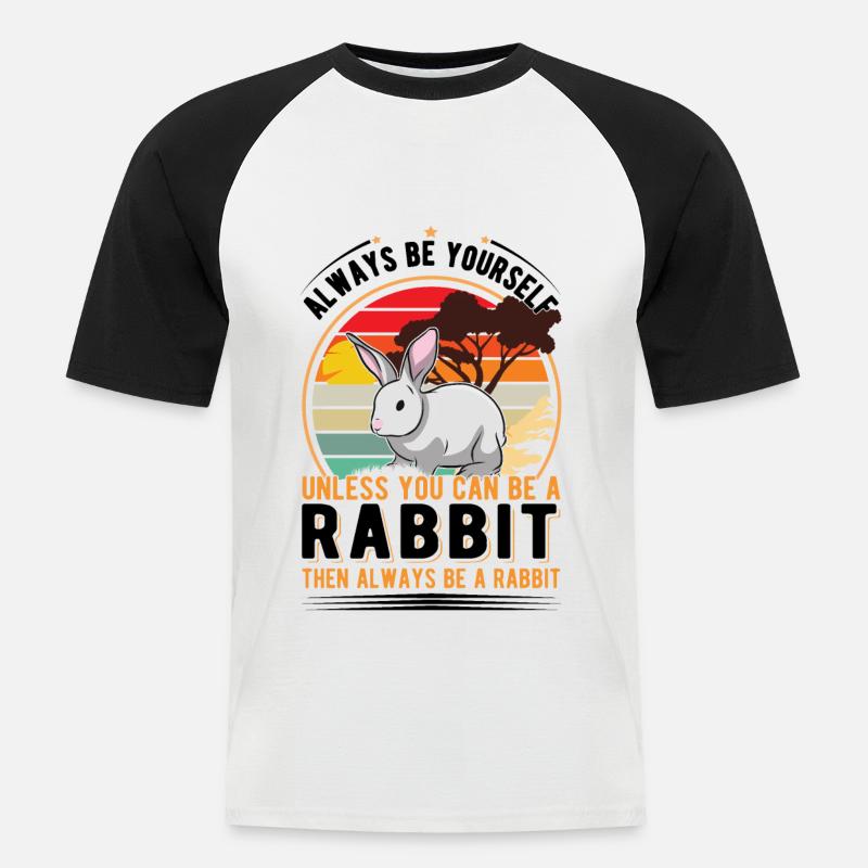 Rabbit Rabbit Rabbit Rabbit - Men's Baseball T-Shirt - white/black
