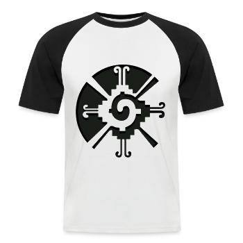 Hunab Ku Ometeotl Aztèques Maya Inca Toltèques - T-shirt baseball manches courtes Homme - blanc/noir - Devant - Nik (191cm)