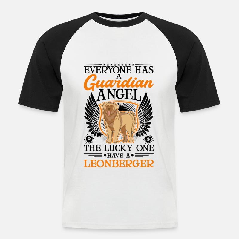 Leonberger Schutzengel - Männer Baseball-T-Shirt - Weiß/Schwarz