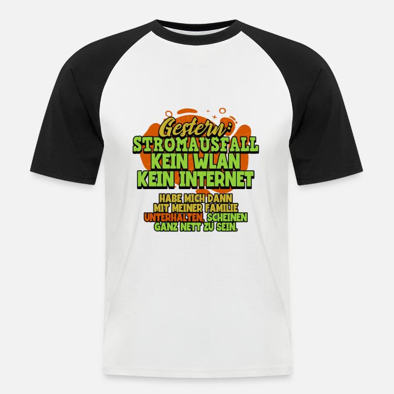 Gestern Stromausfall Zocken Gaming - Männer Baseball-T-Shirt - Weiß/Schwarz