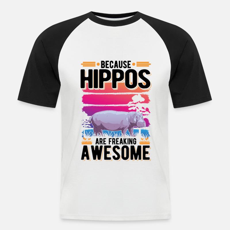 Nilpferd Geschenk Hippo Flusspferd - Männer Baseball-T-Shirt - Weiß/Schwarz