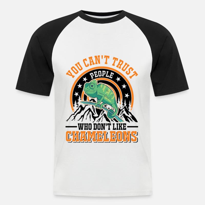 Chamäleon Geschenk Chameleon - Männer Baseball-T-Shirt - Weiß/Schwarz