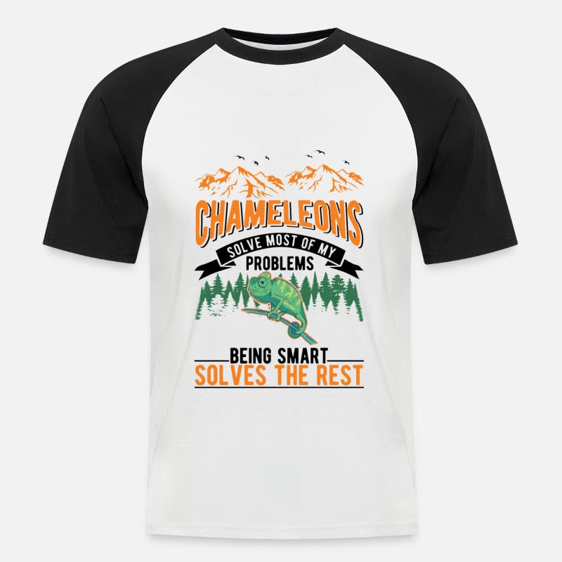 Chamäleon Geschenk Chameleon - Männer Baseball-T-Shirt - Weiß/Schwarz