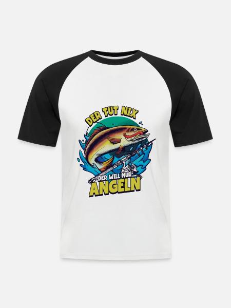 Angeln Angler - Männer Baseball-T-Shirt - Weiß/Schwarz