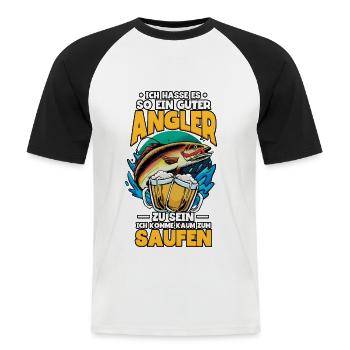 Angeln Angler - Männer Baseball-T-Shirt - Weiß/Schwarz - Vorne - Nik (191cm)