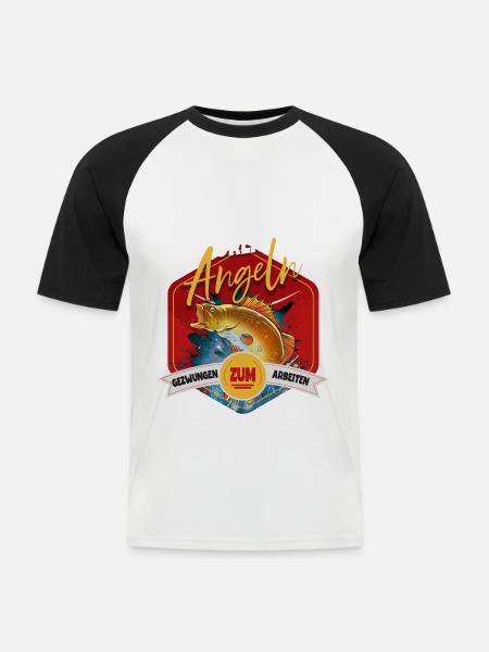 Angeln Angler - Männer Baseball-T-Shirt - Weiß/Schwarz
