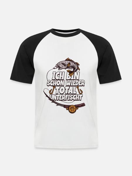 Angeln Angler - Männer Baseball-T-Shirt - Weiß/Schwarz