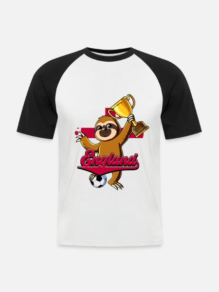 England Fußball - Männer Baseball-T-Shirt - Weiß/Schwarz