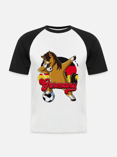 Deutschland Fußball - Männer Baseball-T-Shirt - Weiß/Schwarz