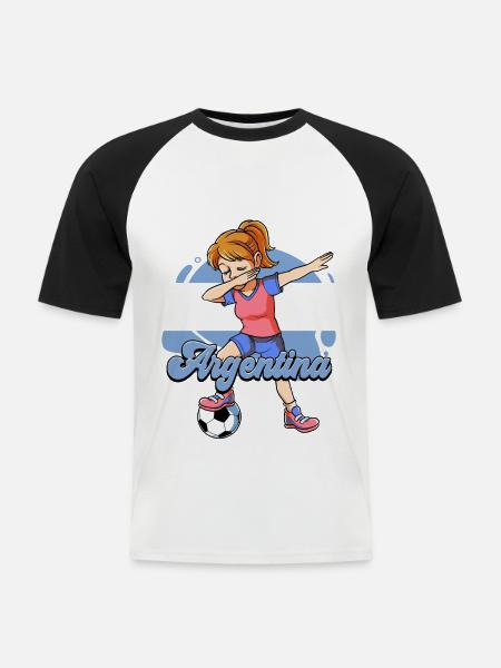 Argentinien Fußball - Männer Baseball-T-Shirt - Weiß/Schwarz