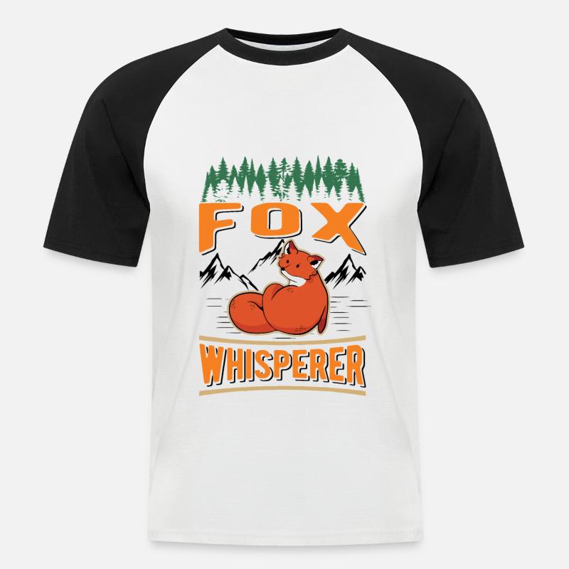 Fuchsflüsterer Fox Whisperer Fuchs - Männer Baseball-T-Shirt - Weiß/Schwarz