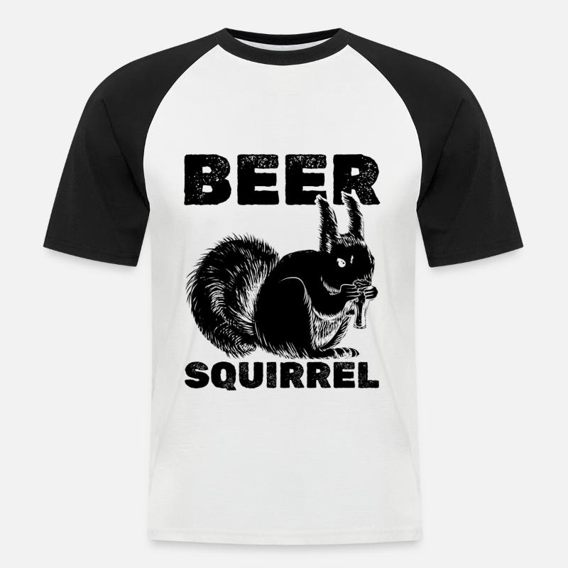 Eichhörnchen Bier-Eichhörnchen - Männer Baseball-T-Shirt - Weiß/Schwarz
