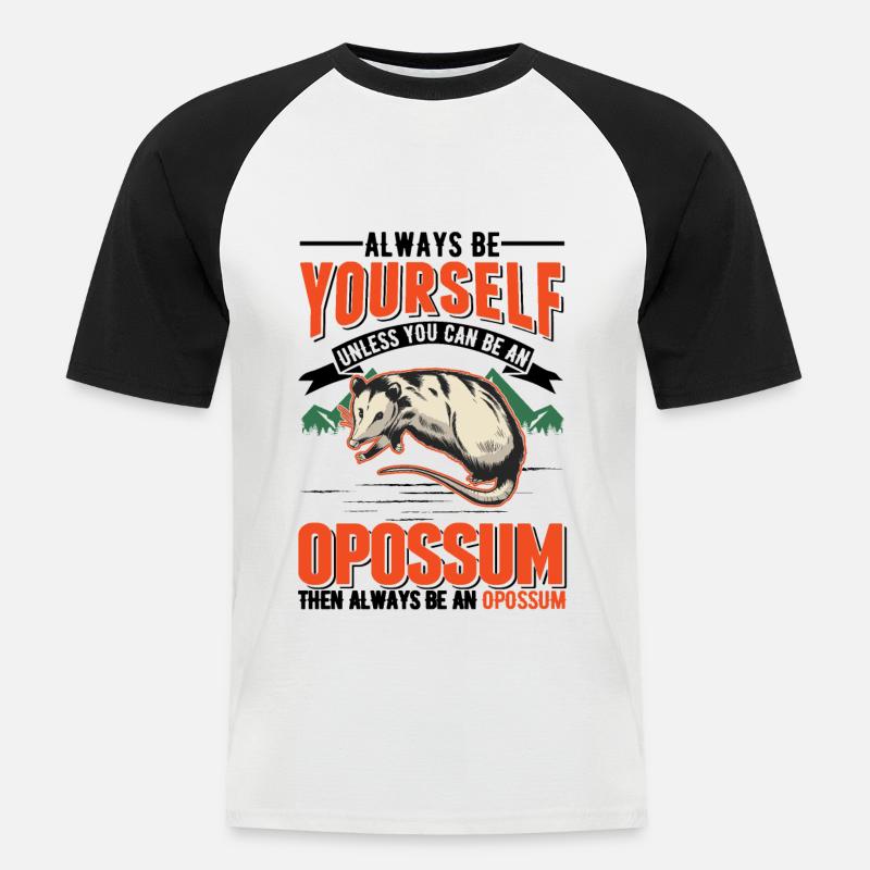 Opossum Geschenk Possum Beutelratte - Männer Baseball-T-Shirt - Weiß/Schwarz