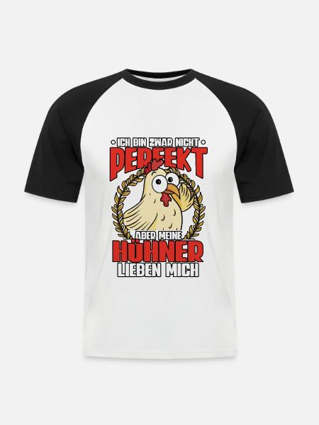 Huhn Hühner - Männer Baseball-T-Shirt - Weiß/Schwarz