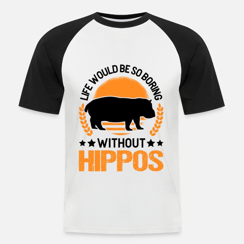 Nilpferd Geschenk Hippo Flusspferd - Männer Baseball-T-Shirt - Weiß/Schwarz