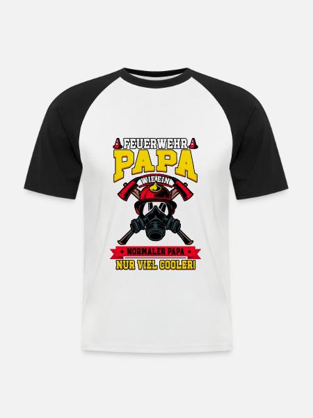 Feuerwehr Papa Feuerwehrmann - Männer Baseball-T-Shirt - Weiß/Schwarz