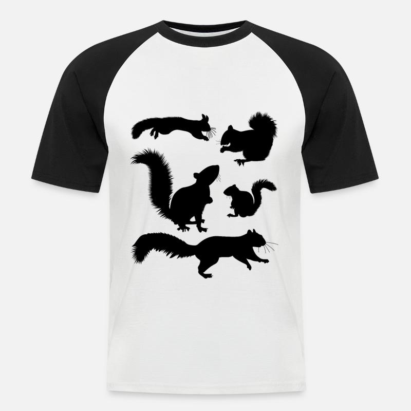 Eichhörnchen, niedlicher Eichhörnchen-Liebhaber, - Männer Baseball-T-Shirt - Weiß/Schwarz