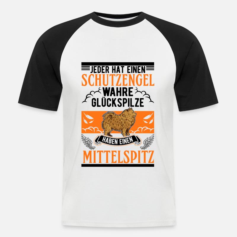 Mittelspitz Schutzengel - Männer Baseball-T-Shirt - Weiß/Schwarz