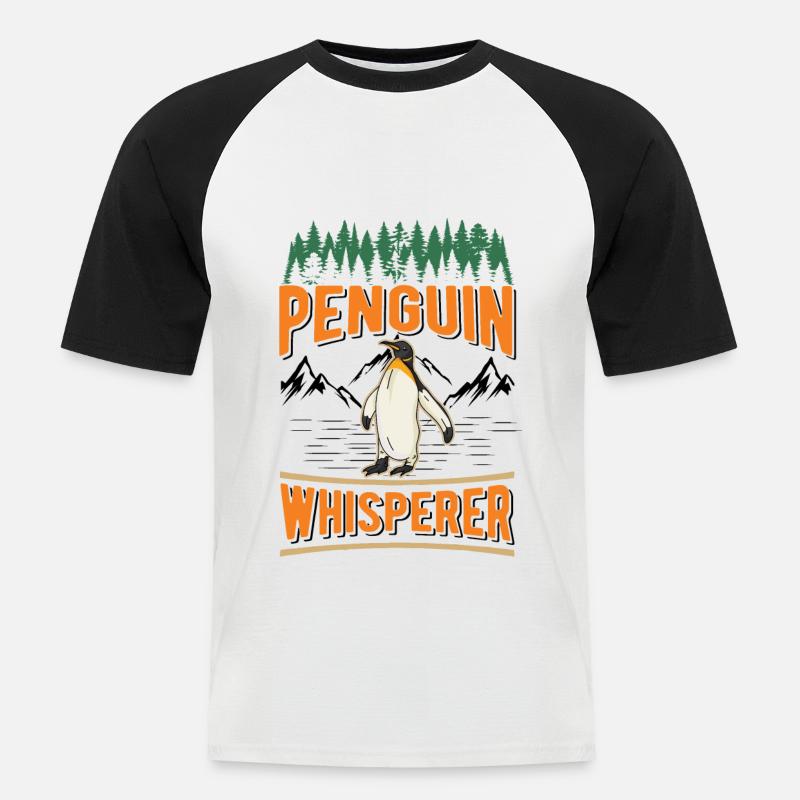 Pinguin Flüsterer Penguin - Männer Baseball-T-Shirt - Weiß/Schwarz