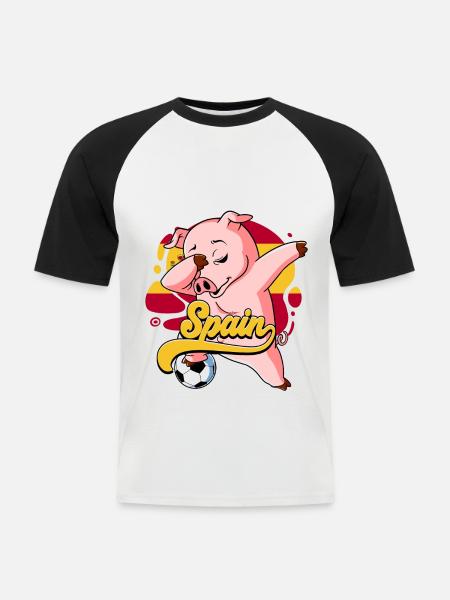 Spanien Fußball - Männer Baseball-T-Shirt - Weiß/Schwarz