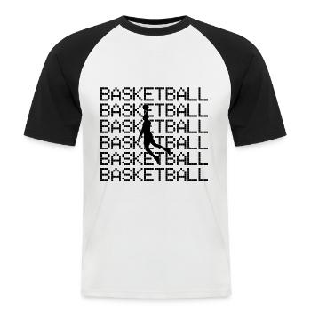Basket-ball - T-shirt baseball manches courtes Homme - blanc/noir - Devant - Nik (191cm)