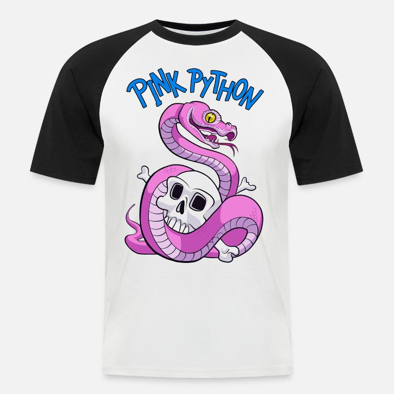 Pink Python (Blue) - T-shirt baseball manches courtes Homme - blanc/noir