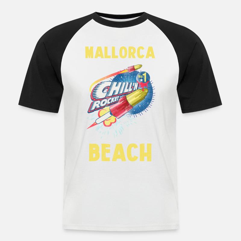 Mallorca Beach - Männer Baseball-T-Shirt - Weiß/Schwarz