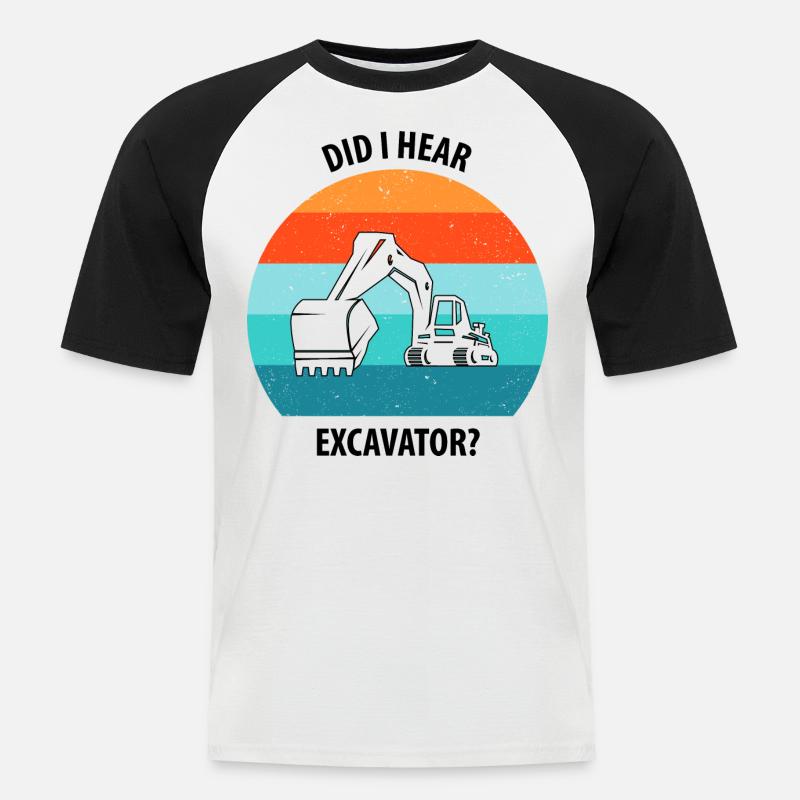 Bagger Baggerfahrer Baggerwagen - Männer Baseball-T-Shirt - Weiß/Schwarz