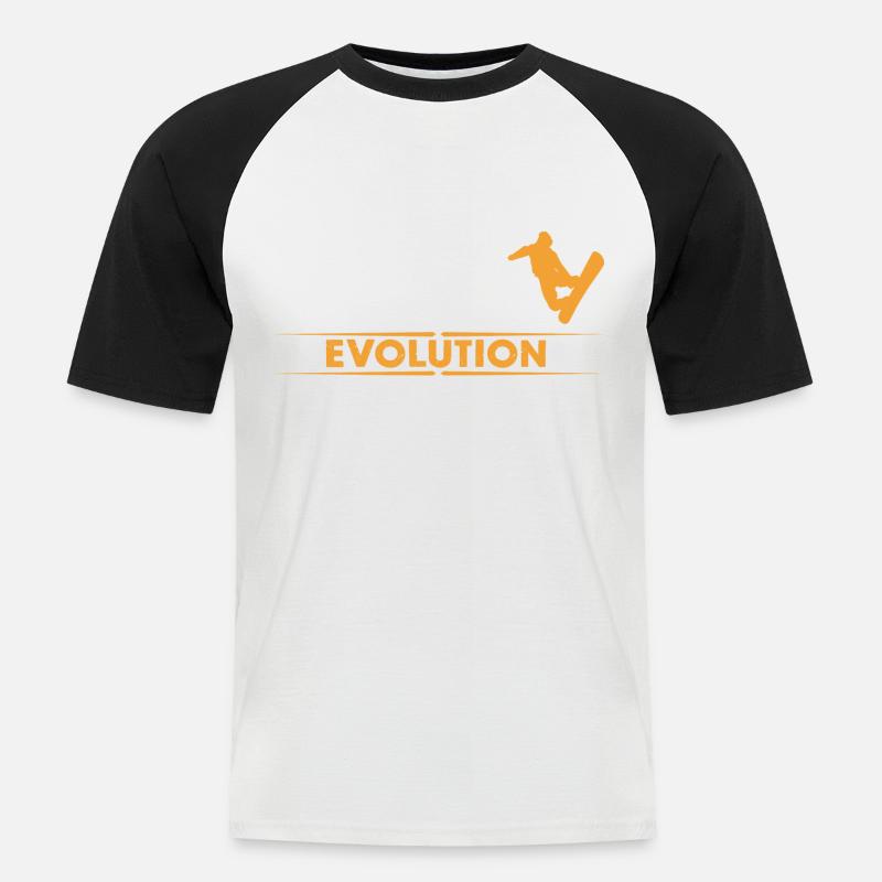 Snowboard Evolution - orange/weiss - Men's Baseball T-Shirt - white/black