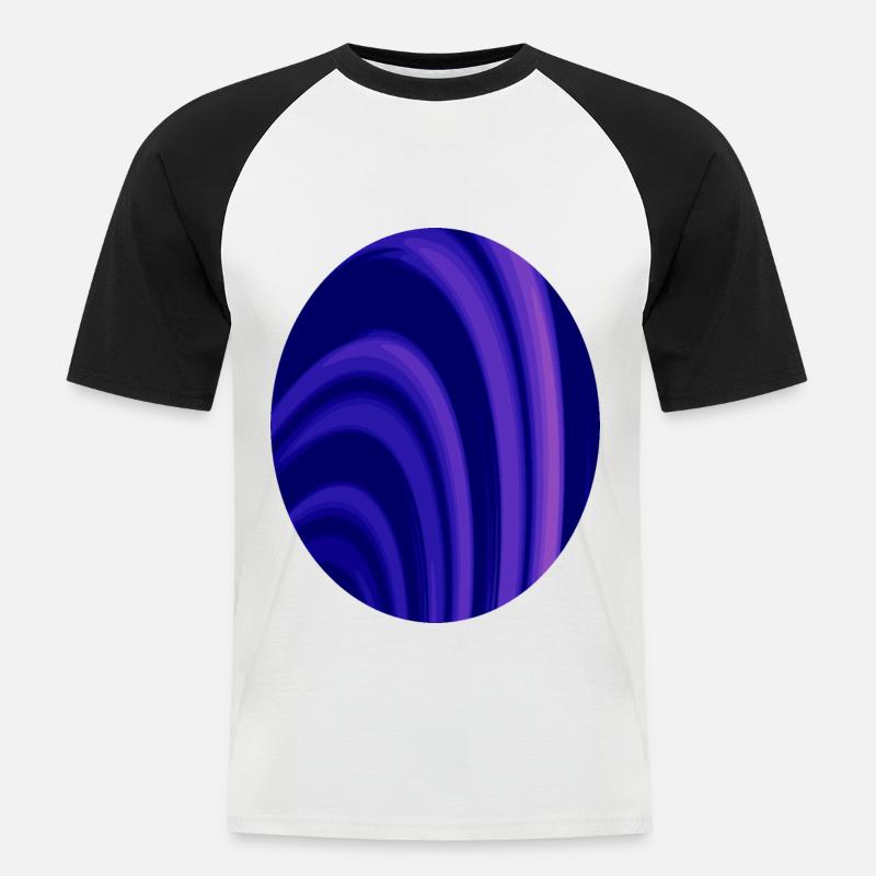 Fraktal Ringe Oval - Männer Baseball-T-Shirt - Weiß/Schwarz