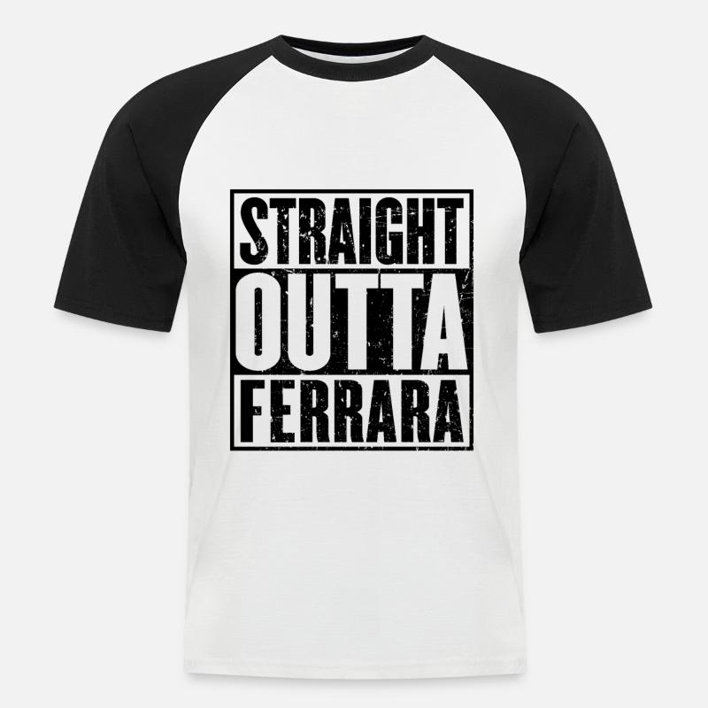 Gerade Outta Ferrara - Männer Baseball-T-Shirt - Weiß/Schwarz