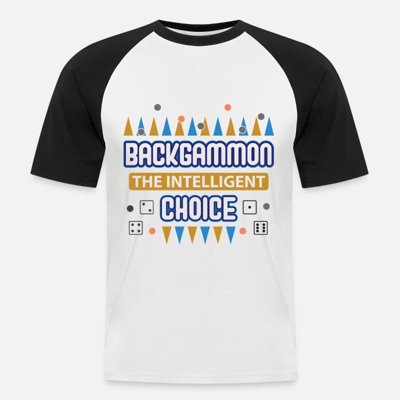 Backgammon Spiel - Männer Baseball-T-Shirt - Weiß/Schwarz