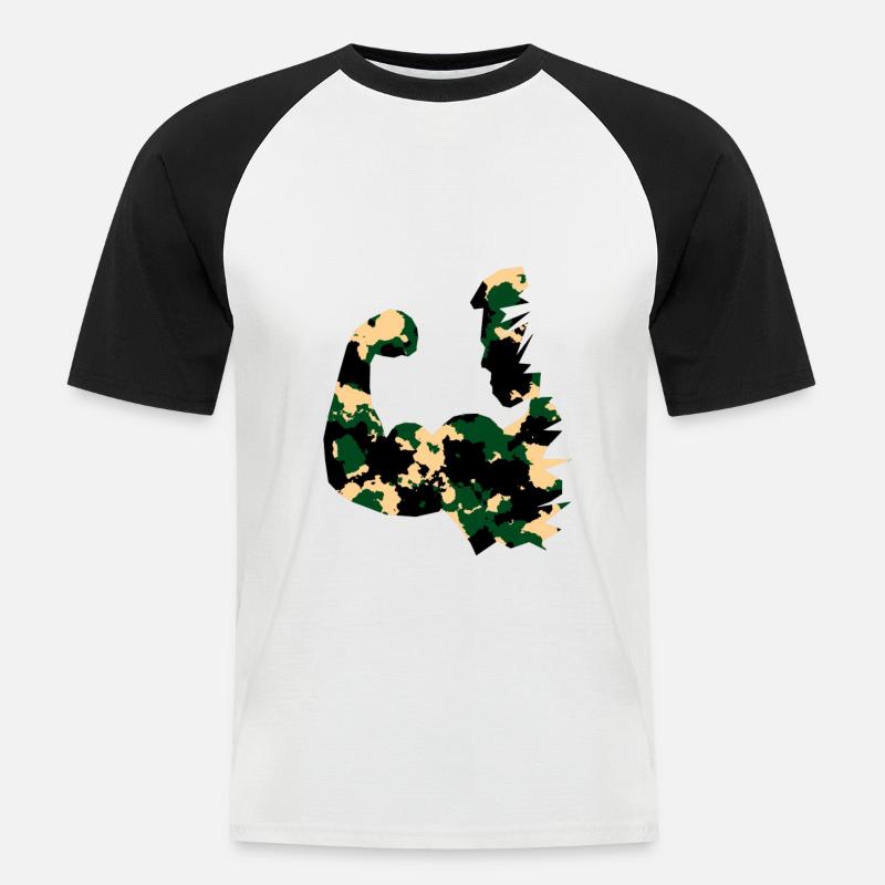 Camouflage Bodybuilder - Männer Baseball-T-Shirt - Weiß/Schwarz