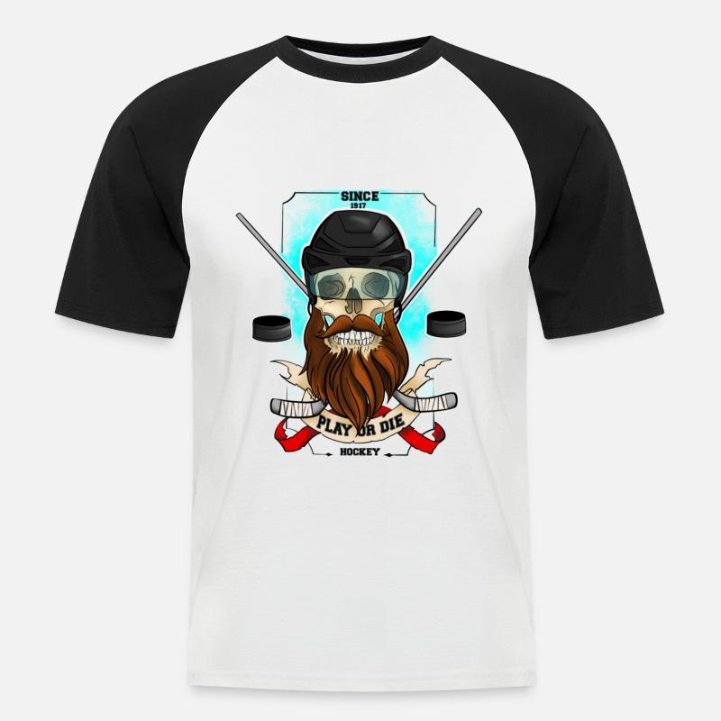 Spielen oder sterben - Männer Baseball-T-Shirt - Weiß/Schwarz